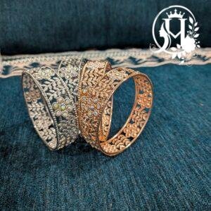 Antique Filigree Floral Stone-Studded Bangles