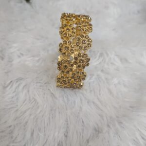 Antique Gold Crystal Floral Bangle