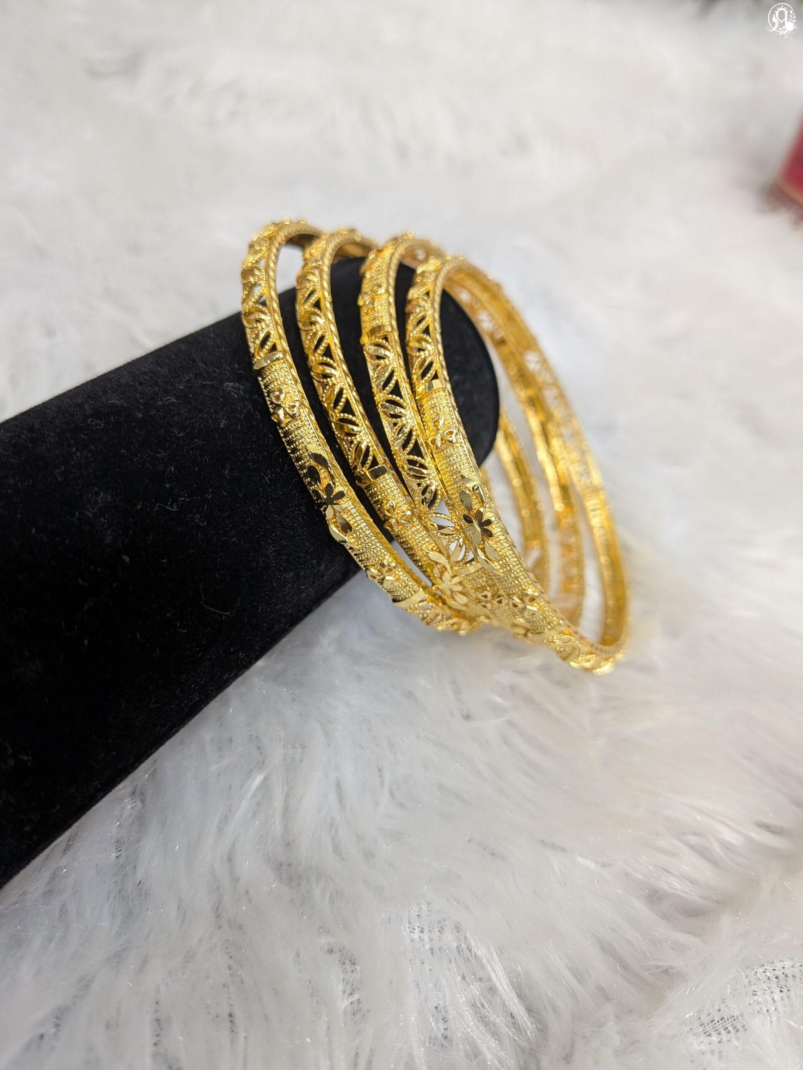 Floral Filigree Cutout Bangles - Image 2