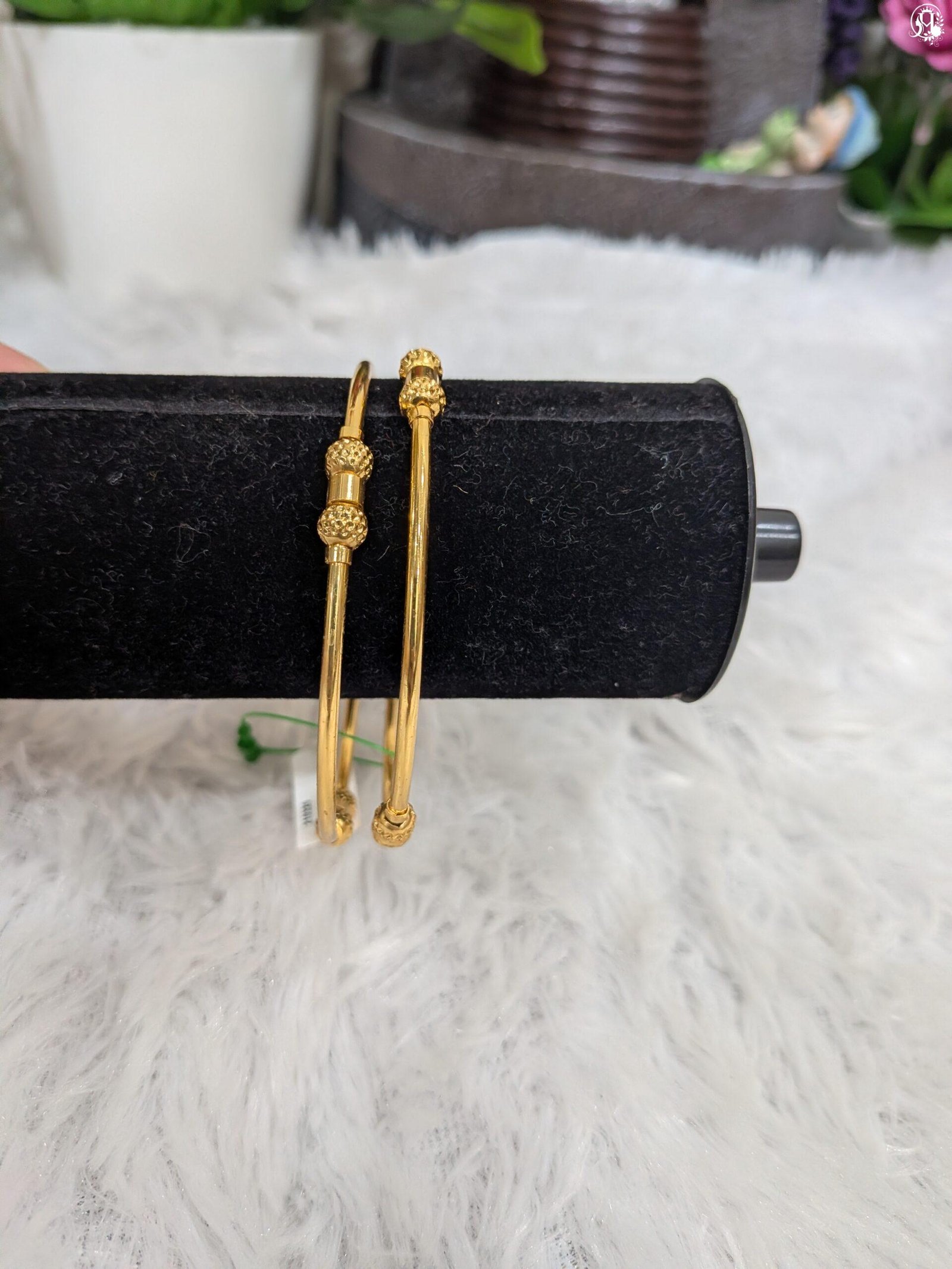 Gold-Plated Beaded Ball Bangles