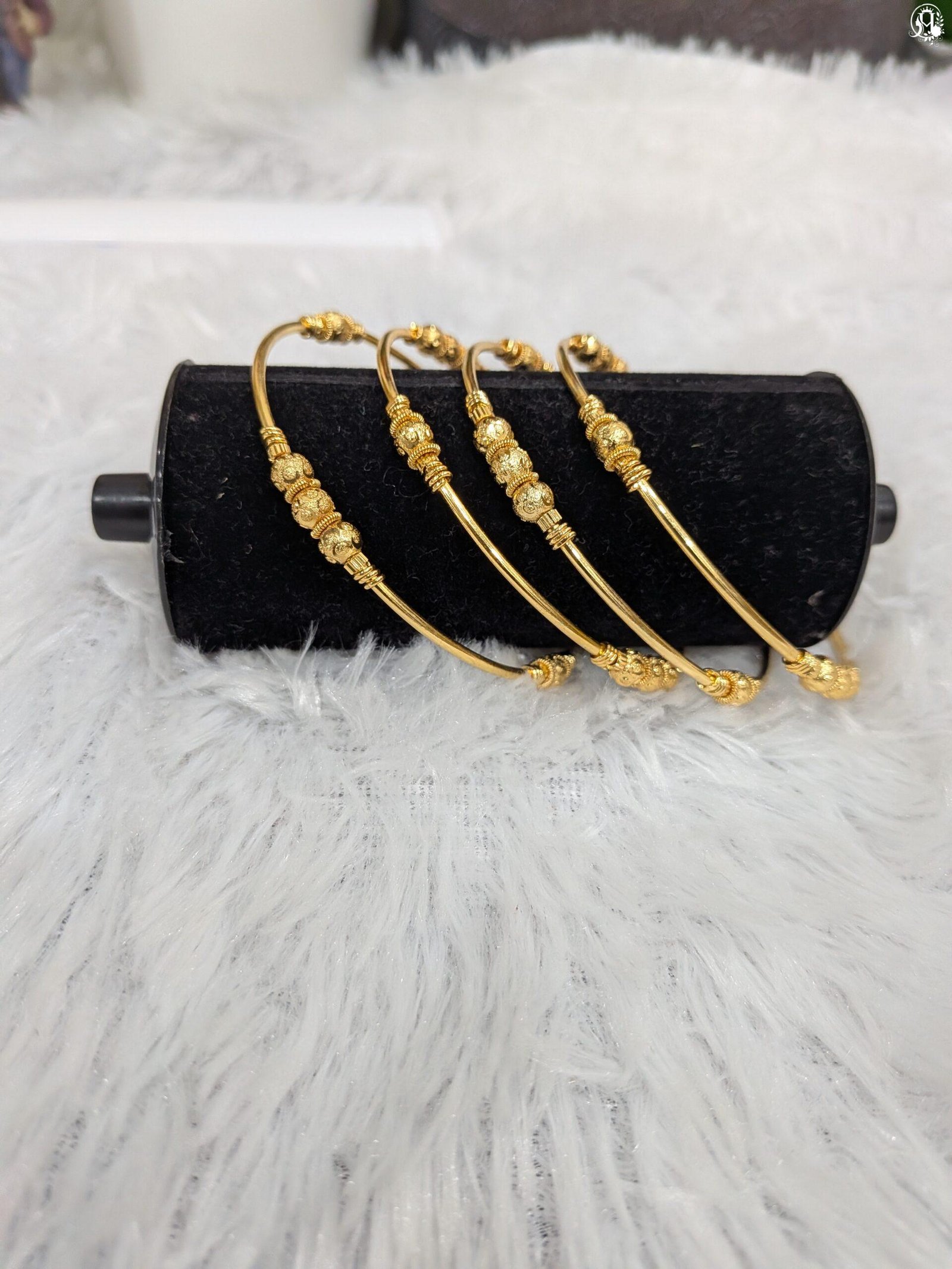Gold-Plated Beaded Cluster Bangles - Image 3