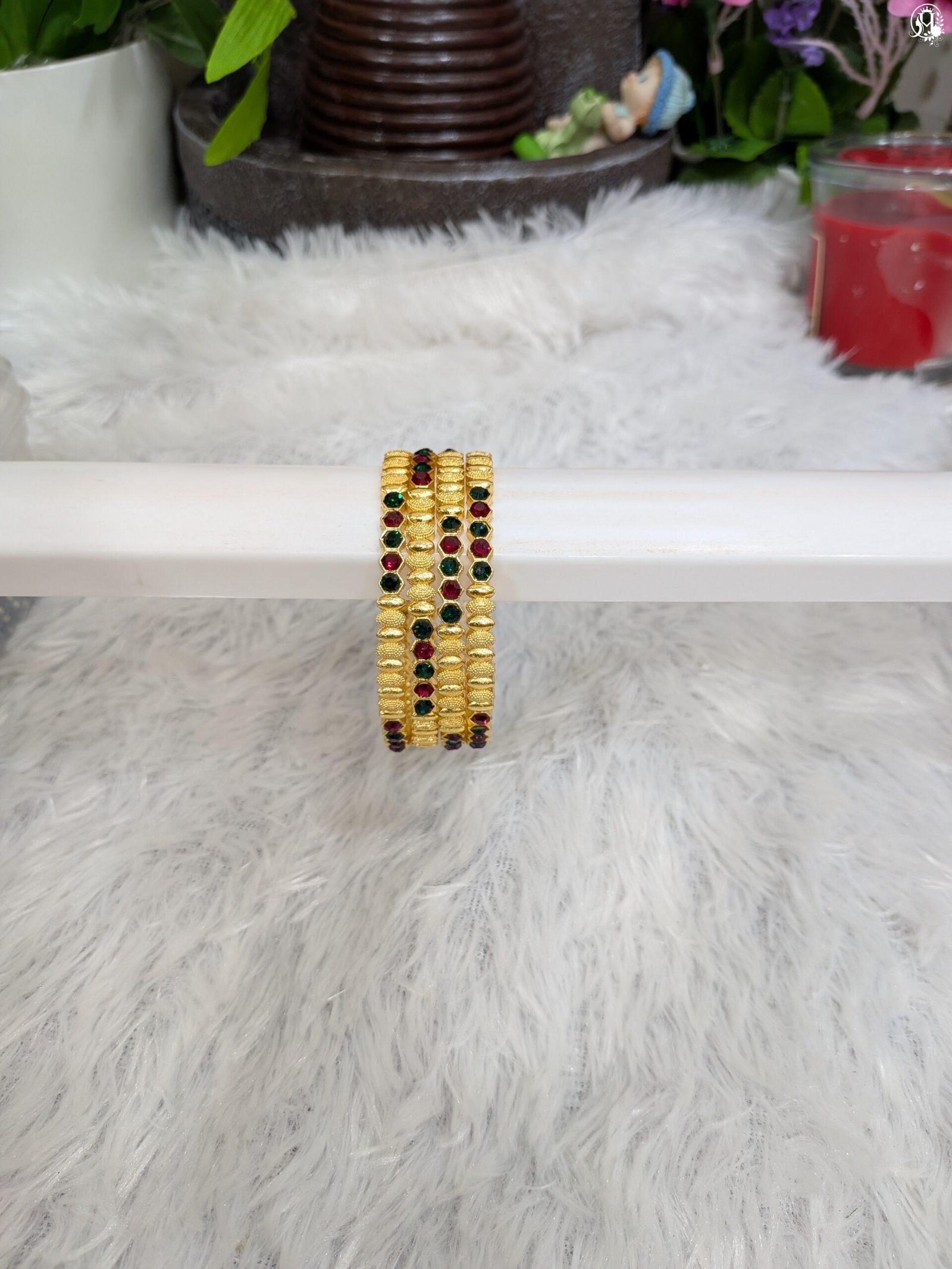 Gold Plated Stone Bangles