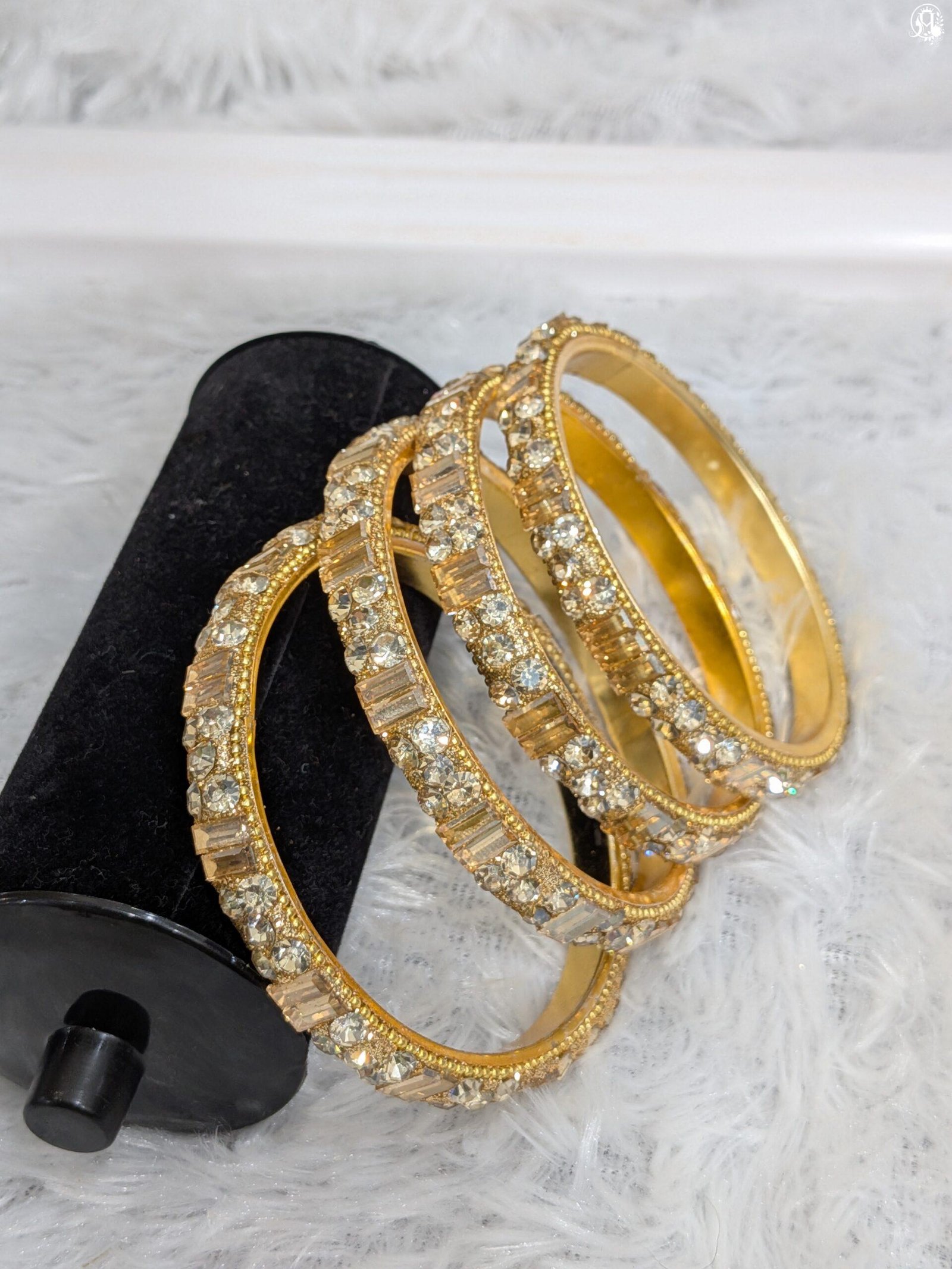 Golden Crystal Studded Bangles - Image 2