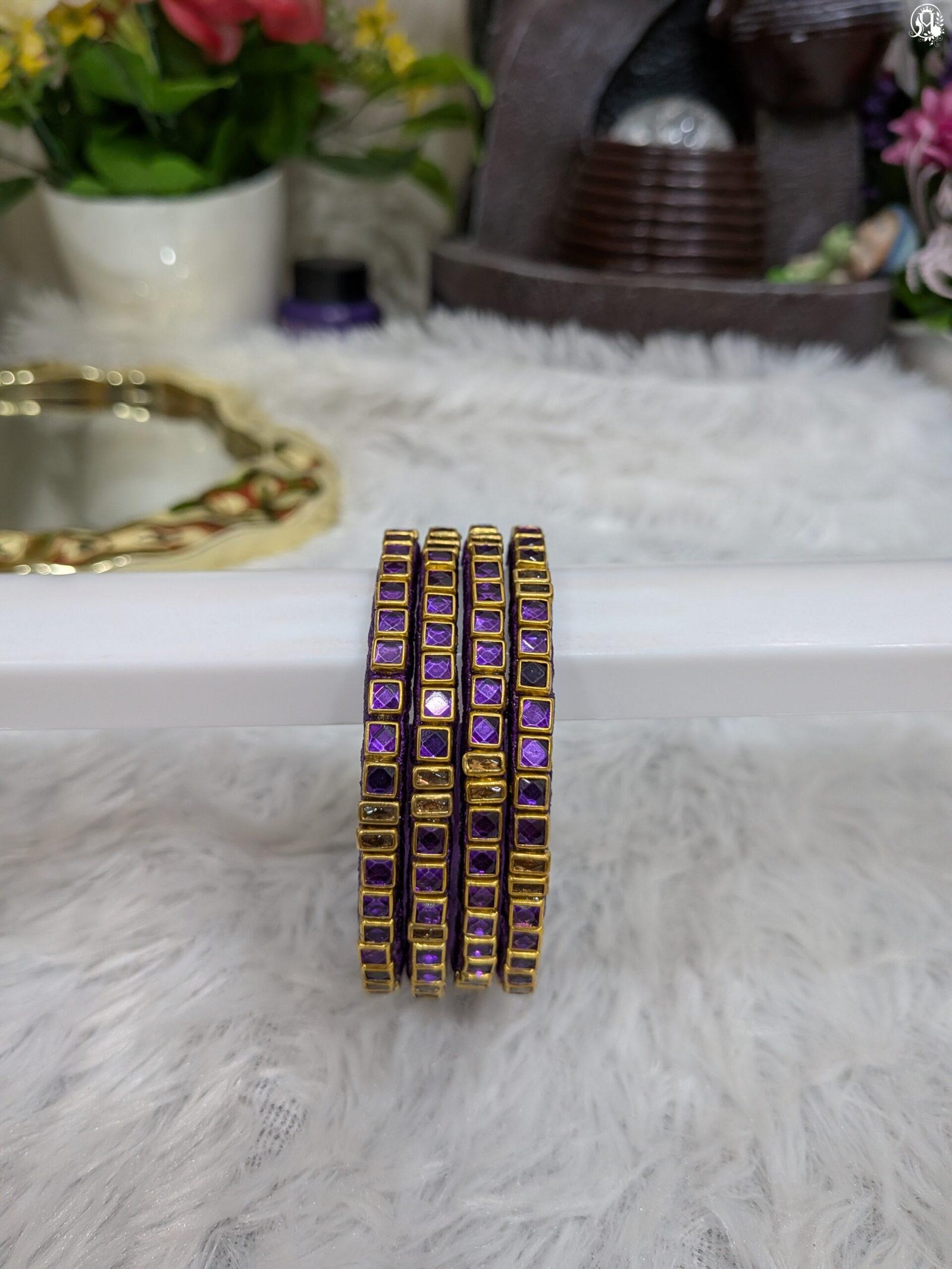 Handmade Silkthread Kundan bangles "Four Cut" - Image 4