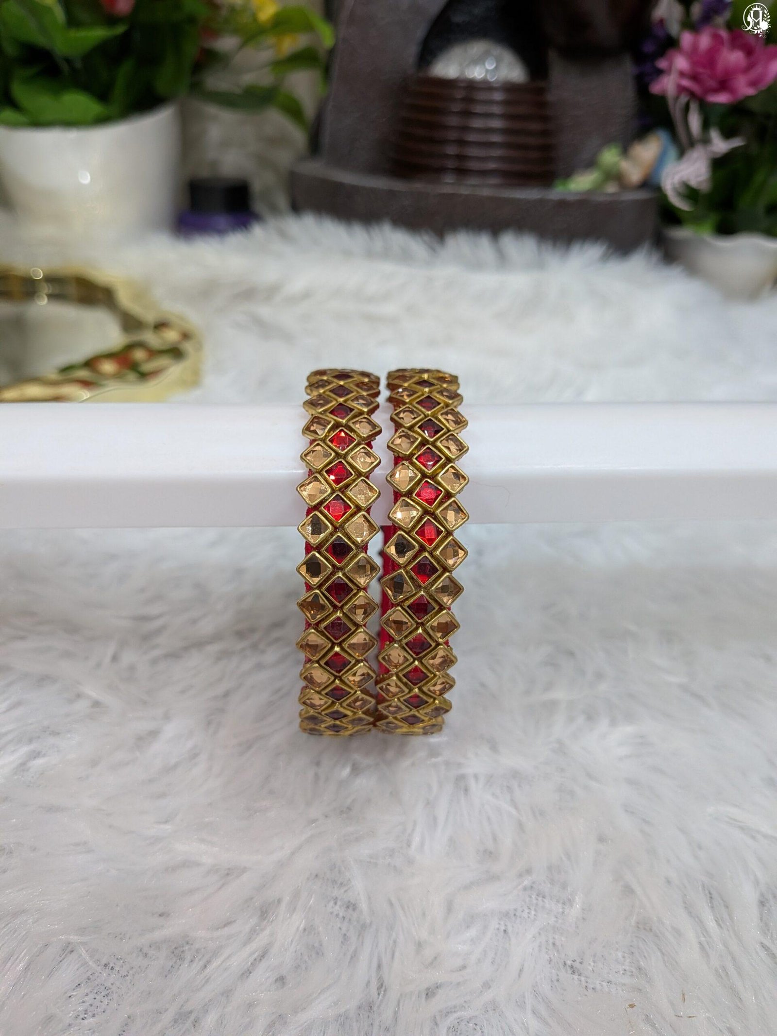 Handmade Silkthread Kundan Bangles "Two cut" - Image 3