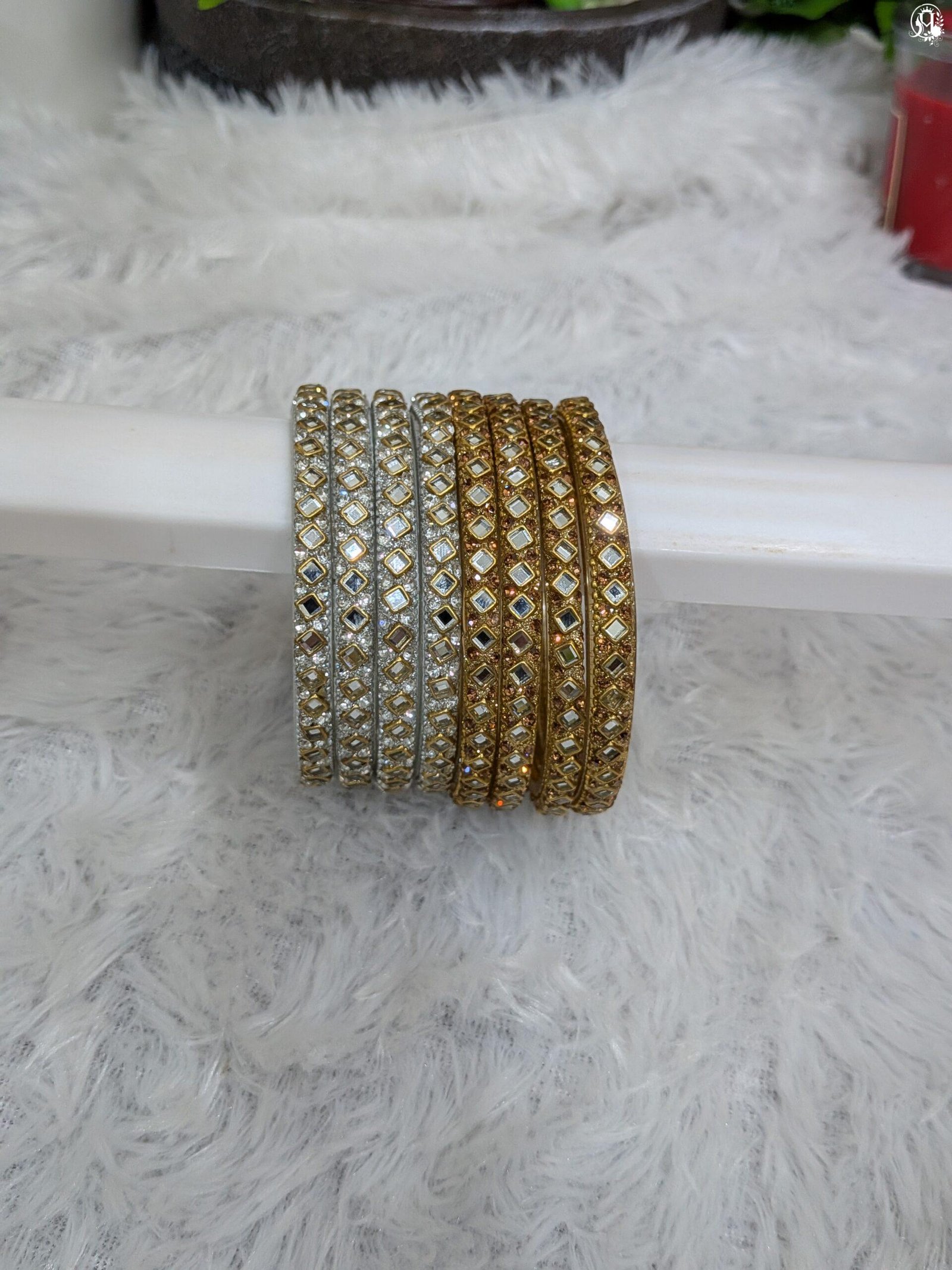 Kundan Stone Glass Bangles