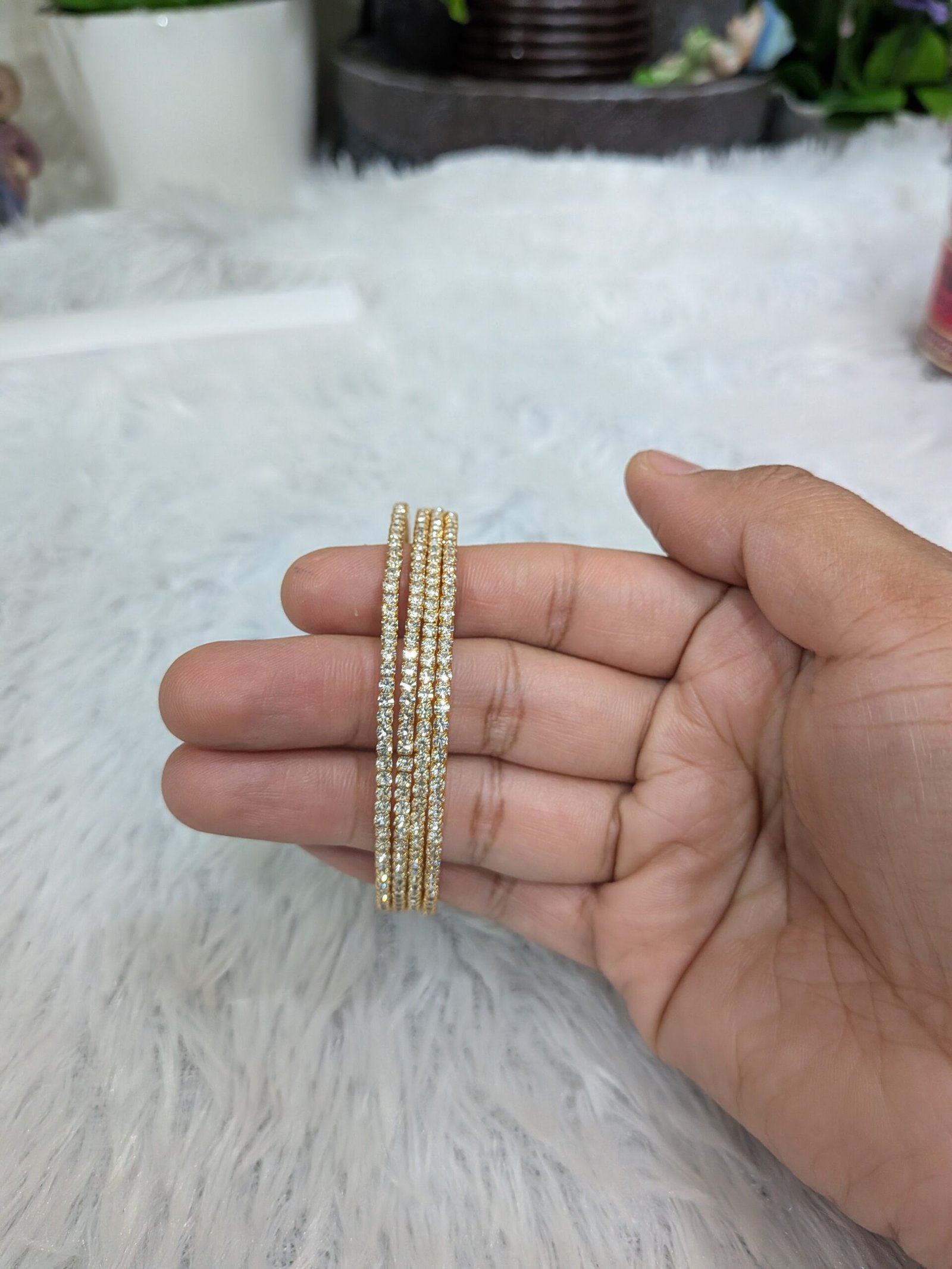 Slim American Diamond Stone Bangles - Image 3