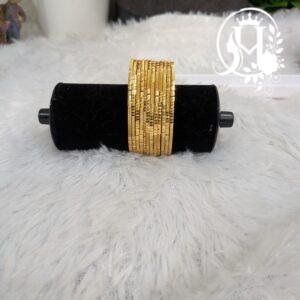 Textured Metallic Gold-Plated Stackable Bangles