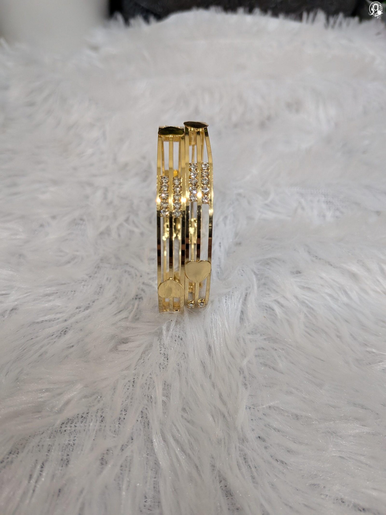 Gold Polished Multi-Strand Stone Bangle - Image 2