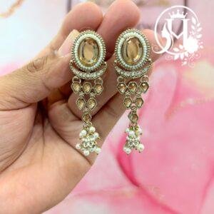 Champagne Kundan Chandelier Jhumka Earrings