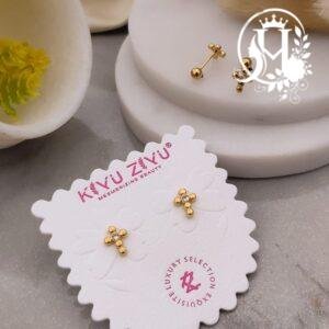 Cross Beaded Ball-Back Anti-Tarnish Stud