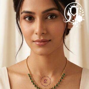 Emerald Green gemstone station necklace