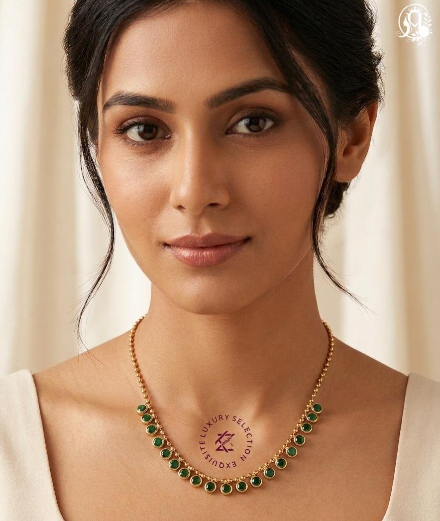 Emerald Green gemstone station necklace