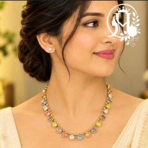 Multi-Colour gemstone station necklace