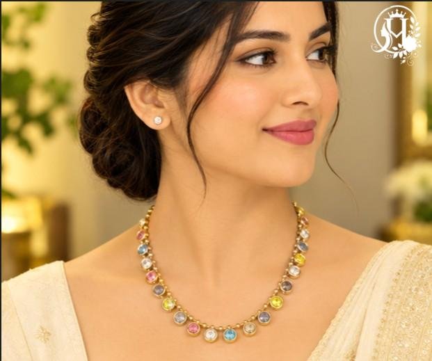 Multi-Colour gemstone station necklace